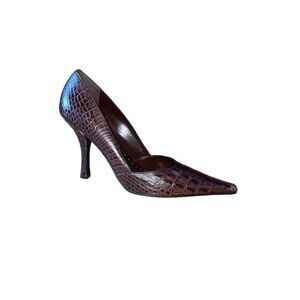 BCB Girls Katchen-BC Chocolate Color Crocodile Pattern Pointed Toe Womens Sz 10